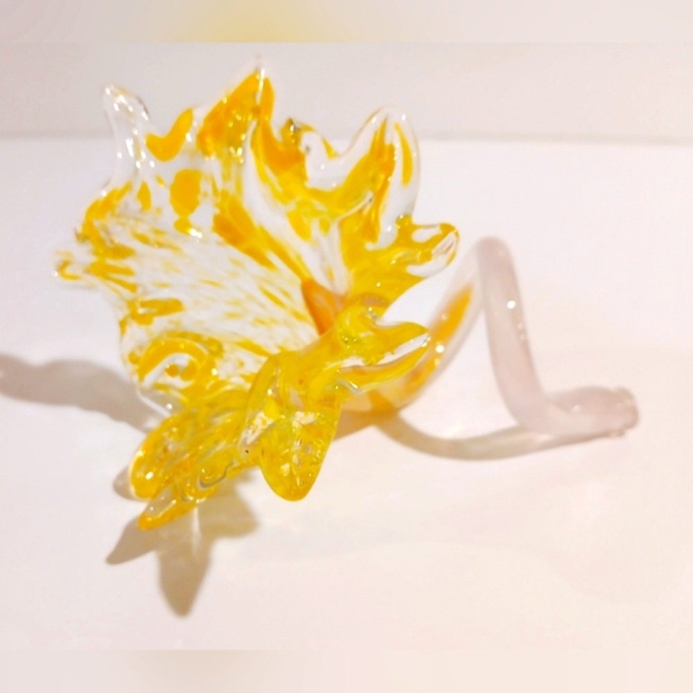 Artistic Yellow Glass Flower Sculpture